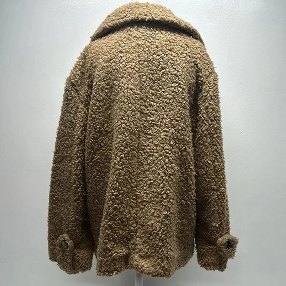 Free People Peacoat Teddy Sherpa Coat So Soft Cozy Button Light Brown Tan Medium - Picture 7 of 13